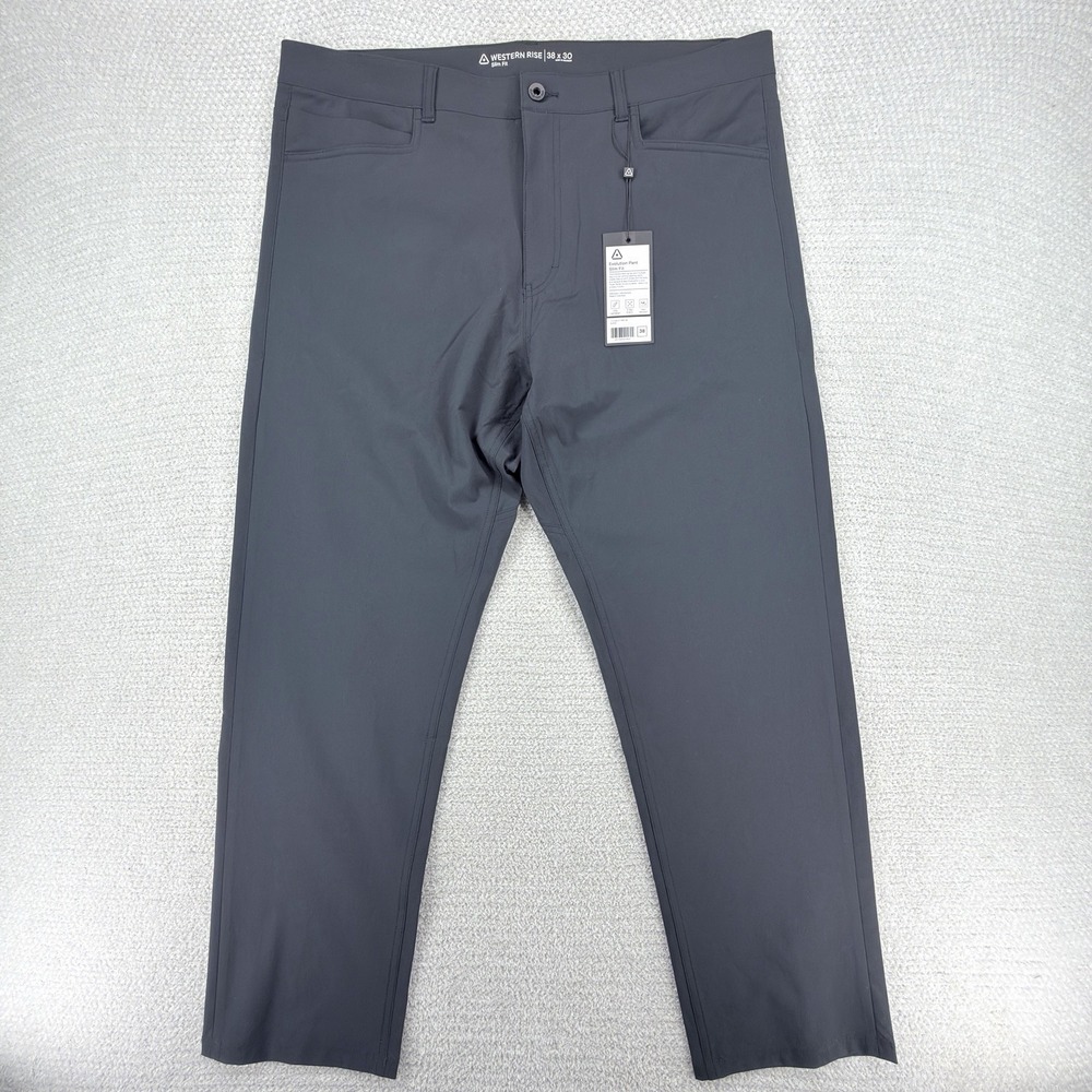 NEW Western‎ Rise Evolution Pant Mens 38x30 Black Slim Fit Golf Stretch Chino